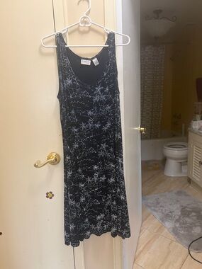 Chico's Black Maxi Dress with White Tropical Sketch Print